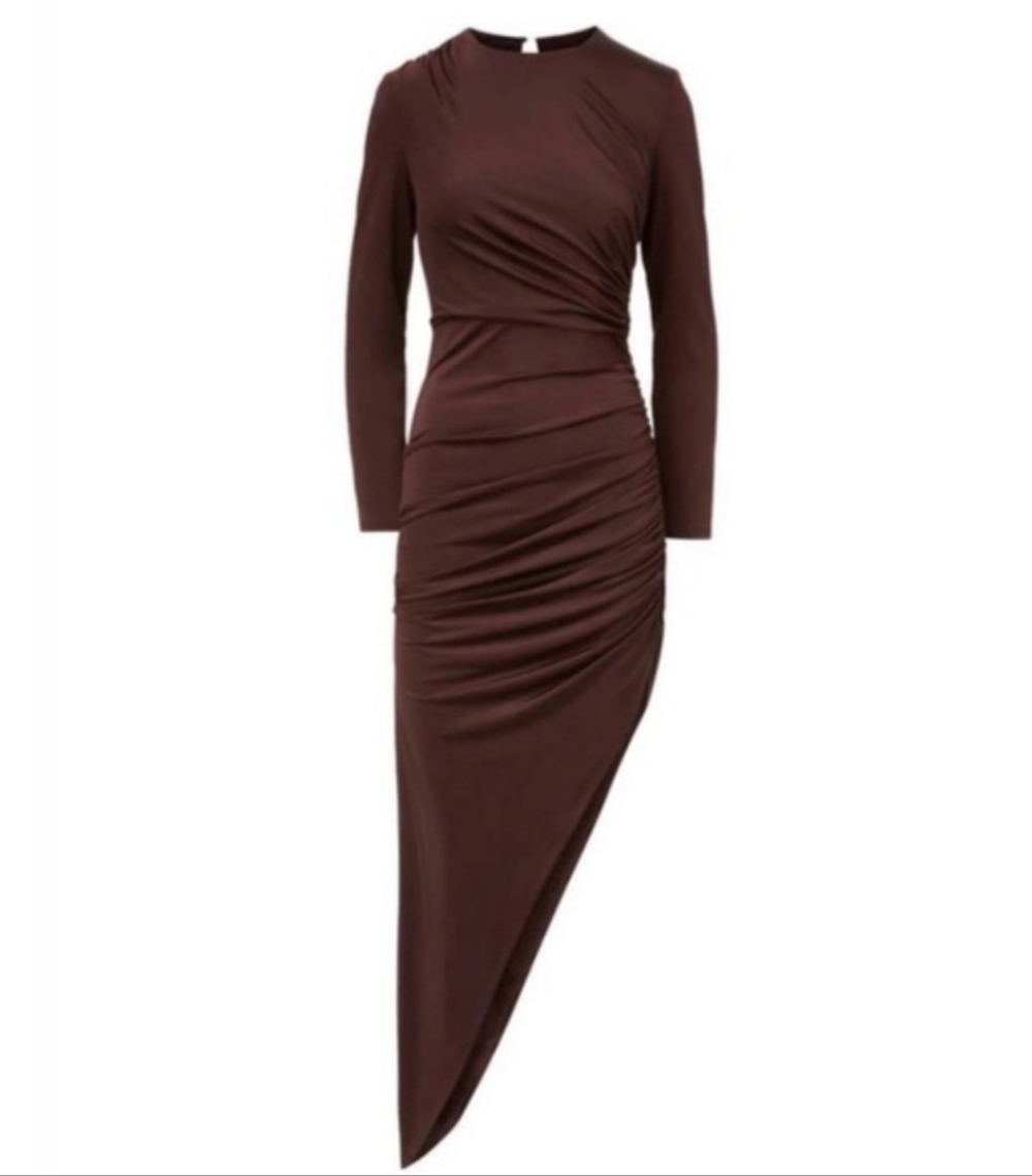 Veronica Beard Tristana Midi Dress Ruched Asymmetric Oxblood Size 16 NWT $498 - Picture 6 of 16